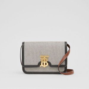 Small Tri-tone Canvas and Leather TB Bag